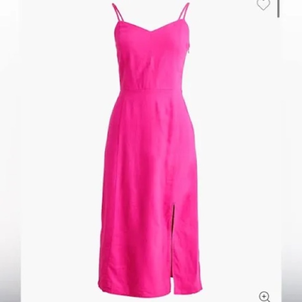 J Crew Fuschia Linen-like Spaghetti Strap Dress EUC Sz 8